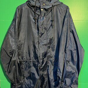 Vintage GAP Windbreaker Jacket Large Blue 100% Nylon Made in Russia Drawstring H